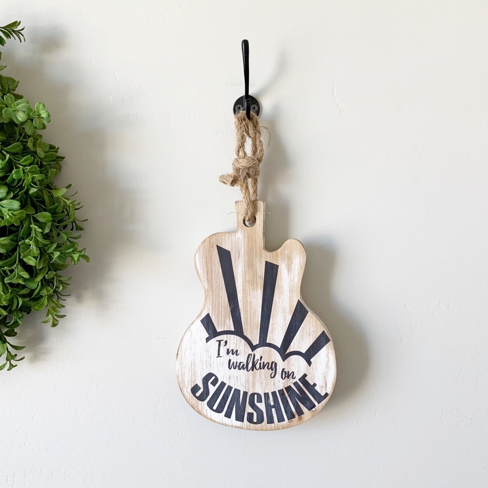 Wood Guitar Wall Hanging I’m Walking On Sunshine